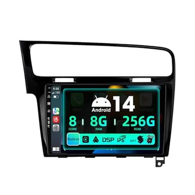 SXAUTO ¦ 8G+256G, 8-Core ¦ Android 14 IPS Autoradio Per Golf 7 (2013-2018) - Senza fili Carplay & Android Auto - LED Camera + MIC - DAB Fast-boot Volante 360-CAM WIFI DSP - 2 Din 10.1 Pollici - Grigio