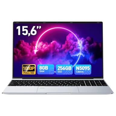 Tuonoyee PC Portatile 15,6 Pollici Win11 Computer Portatile, 8GB RAM 256GB SSD, Processore Celeron N5095 Quad-Core, Tastiera Retroilluminata,Sblocco con impronta digitale, Notebook Per Studente Lavoro