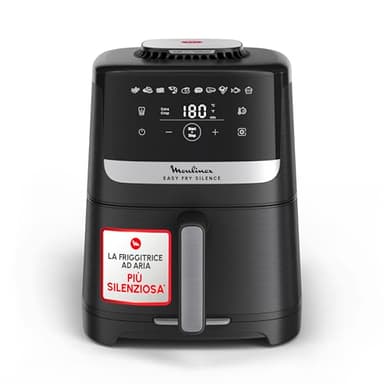 Moulinex Easy Fry Silence, Friggitrice ad Aria Silenziosa 5L/1.5kg per 6 Persone, 1670W, Sistema Easy Clean & Store, 10 Programmi di Cottura, Touchscreen e Cestello Lavabile in Lavastoviglie, EZ5528