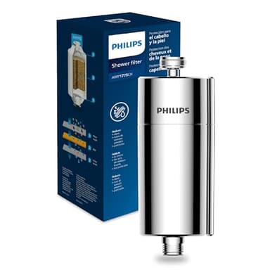 Philips Water Filtro doccia In-Line con 1 confezione, riduce il Cloro fino al 99%, facile da installare, compatibile con tubi e rubinetti standard, Cromo, filtrazione 50.000L