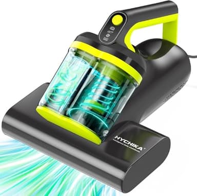 HYCHIKA Aspirapolvere per materassi - 16kPa Battimaterasso Antiacaro con luce UV-C,ad ultrasuoni,60°C, aria calda,doppio ciclone, rimuove il 99,2% degli allergeni, per materassi, letti,divani
