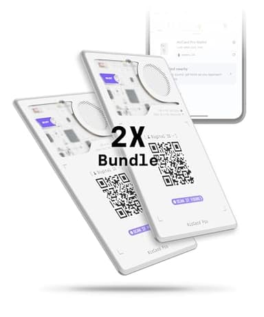 Rolling Square AirCard Pro – Wallet Tracker Card Bluetooth Compatibile Solo con Android Google Find Hub - Localizzatore GPS Ricarica Wireless, Gadget Tecnologici, Smart Tag - Bundle 2x