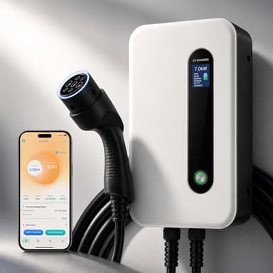 7.4KW Ricarica Auto Elettrica, Tipo 2 6M Cavo Ricarica EV, 32A Wallbox con Display LCD, IP66 Impermeabile Caricabatteria da Auto Elettrica Compatibile con Model Y e Altri EV