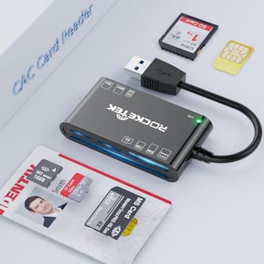 Lettore Smart Card Firma Digitale,7 in 1 USB-A Lettore Smart Card Tessera Sanitaria Lettore Smart Card CNS, Lettore di Smart CRS/CNS/SIM/MicroSD/SD/MMC/M2 Lettore Cie per PC Windows Smartphone