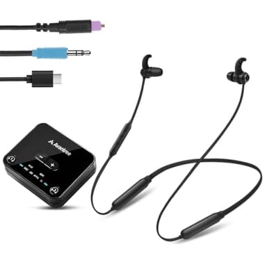 Avantree HT4186-Q - Cuffie Wireless Auricolari a Collana Senza Fili per TV, PC con Trasmettitore Bluetooth, per Audio Ottico Digitale, AUX 3.5mm, Plug & Play, Nessun Ritardo Audio