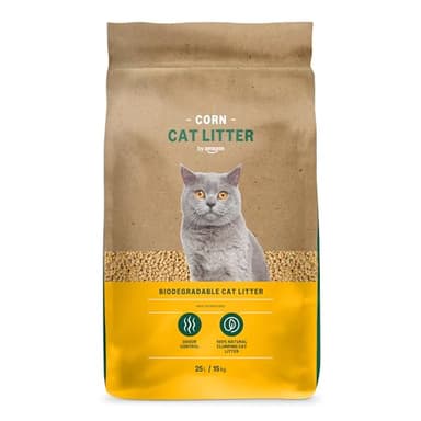 by Amazon Lettiera per Gatti Agglomerante al Mais, 25L (Confezione da 1) (in Precedenza un Marchio Lifelong, Stesso Prodotto)