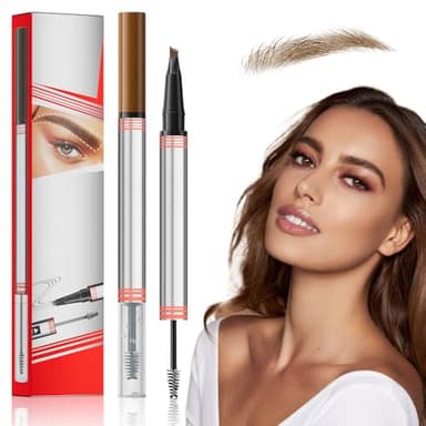 Matita Sopracciglia Waterproof, 2025 New Matita per Sopracciglia 2 in 1 per Microblading, Liquido Penna Sopracciglia Effetto Pelo per Creare Sopracciglia Naturali (Marrone chiaro)