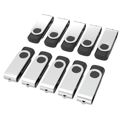 Chiavetta USB 8GB 10 Pezzi WOOOLKEN USB 2.0 Pen Drive 8GB Girevole Pennetta USB Flash Drive Memoria Stick Thumb Drive Per Computer Laptop TV (Nero)
