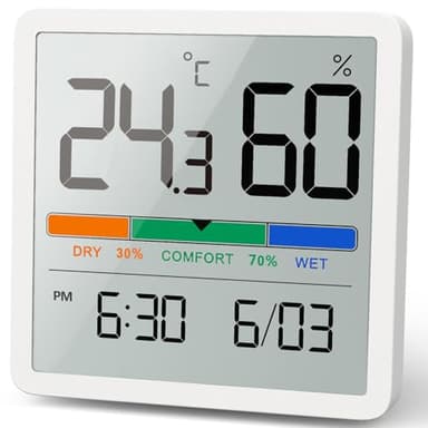 NOKLEAD Igrometro Termometro per interni - Indicatore digitale con sensore di monitoraggio della temperatura, Portable misuratore di umidità accurato per Ambiente Stanza monitoraggio (Bianco)