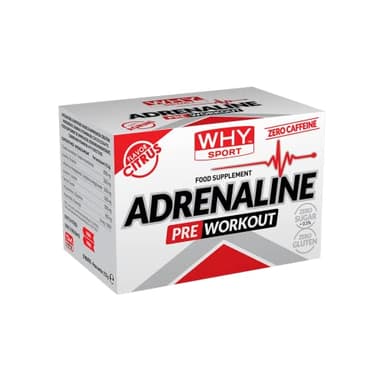 WHY SPORT ADRENALINE PRE WORKOUT - Integratore Alimentare con Aminoacidi - Creatina - Taurina - Vitamina B6 - Gusto Agrumi - 10 Bustine