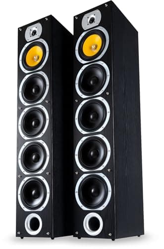 Bennett & Ross Exosphere Coppia Diffusori da Pavimento HiFi 4 Vie (200W RMS, Subwoofer 6,5", Woofer 6,5", 3x Midrange 6,5", Tweeter 1", Costruzione bass-reflex, Finitura effetto legno) nero