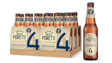 Birrificio Angelo Poretti Birra 4 Luppoli, Non Filtrata, Bottiglia, Volume 33cl, 24 Pezzi