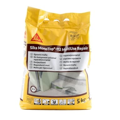 SIKA - Malta per ripristino calcestruzzo - Sika Monotop 112 MultiUse Repair - Pronta all'uso per riparazioni facili e durature su cemento e pilastri - Alta qualità per il tuo fai-da-te - 5kg
