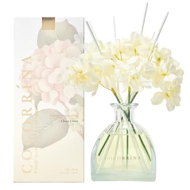 COCORRÍNA Fiore Diffusore Profumo Ambiente 250ml, Clean Linen, con 8 Bastoncini di Fragranza, Naturale, di Lunga Durata, per la Camera da Letto, L'Ufficio, Il Bagno