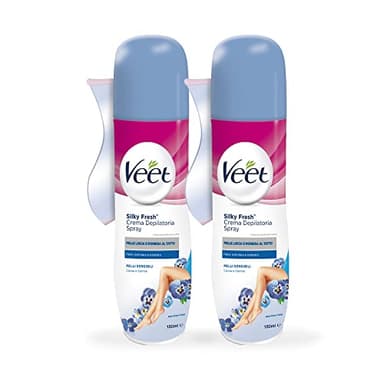 Veet Crema depilatoria Spray Pelli Sensibili 150 ml, per gambe, braccia, ascelle e bikini, 2 confezioni