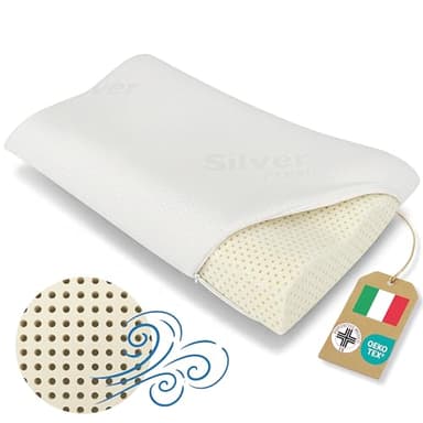 DREAM Cuscino Cervicale per Dormire Doppia Onda Cuscino Memory Foam Traspirante Certificato Dispositivo Medico Guanciale Memory Foam Made in Italy Federa Lavabile Argento Antibatterico (Memory Air)