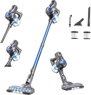 Greenote Aspirapolvere Senza Fili, 22kpa Scopa Elettrica Senza Fili Potente con Motore Brushless, 30Min Batteria Rimovibile Aspirapolvere senza Sacco Leggero per Pavimenti/Tappeti/Casa