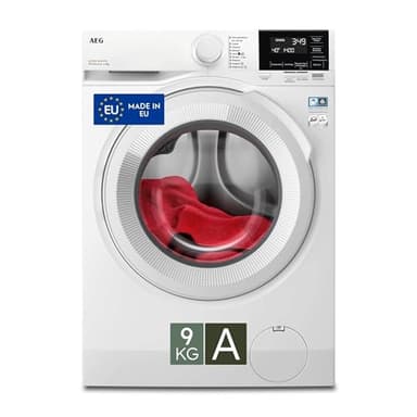 AEG Serie 6000 Lavatrice a Carica Frontale 9 kg, LR6G94OW, Tecnologia ProSense® Certificata Swissatest, 636x597x847 mm, Risparmio Energetico, Bianco