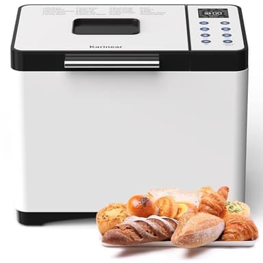 Karinear Macchina del Pane Automatica, Macchina per Fare Il Pane di 20 Programmi Cottura per 500g, 750g, 1kg, Timer da 15 Ore, Mantenimento, Display LCD, per Pizza, Pasta, Senza Glutine Cuocere, 650W