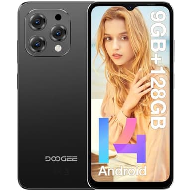 DOOGEE N55 Smartphone 2024, Smartphone Android 14, 9（4+5） GB+128GB/1TB, 6.56" HD+90Hz, 13MP Fotocamera, Telefono 5150mAh Batterie, 4G Dual SIM 2.4G/5G WiFi OTG -Telefono Cellulare Nero