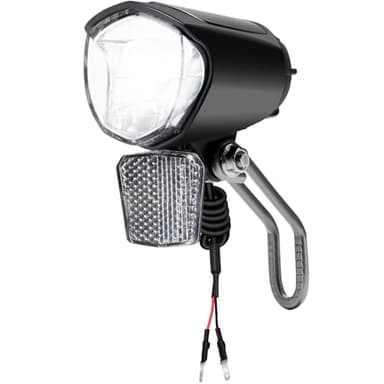 70 LUX E-Bike Faro LED Anteriore StVZO con Piastra Raffreddamento Alluminio, Riflettore Integrato, Nero