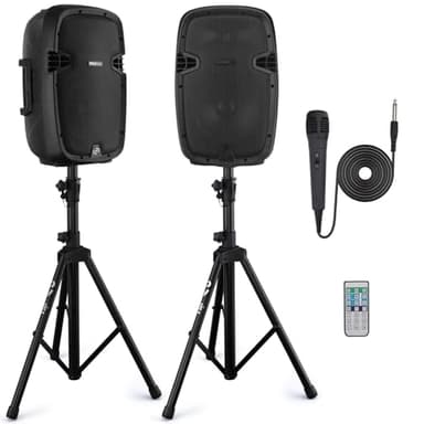 Pyle Sistema PA Portatile Wireless, Cassa Bluetooth, Altoparlanti Attivi e Passivi da 1000 Watt, Cassa Bluetooth Potente, USB SD MP3 AUX, Montaggio 35 millimetri, 2 Supporti, Microfono