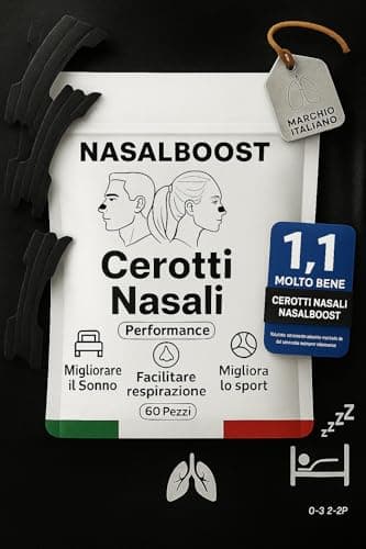 NASALBOOST Cerotti Nasali Neri in Seta–60, Cerotti Naso Respira Bene di Alta Qualità | Cerotti Antirussamento, Tenuta Extra, Migliora la Congestione Nasale e la Qualità del Sonno|Nasal Strip[Univ]