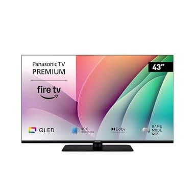 Panasonic Premium TV-43W80AEZ, Serie W80 43 pollici Smart TV QLED 4K Ultra HD, Fire OS, Dolby Vision e Atmos, Modalità Game Plus, Controllo Vocale Alexa, Airplay, 2024, Nero