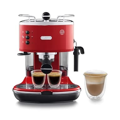 De'Longhi ICONA ECO311.R Macchina da Caffè Espresso Manuale e Cappuccino, in Polvere e Cialde E.S.E., Spegnimento Automatico, Serbatoio Estraibile da 1.4L, Potenza 1100W, Scaldatazze, Rosso