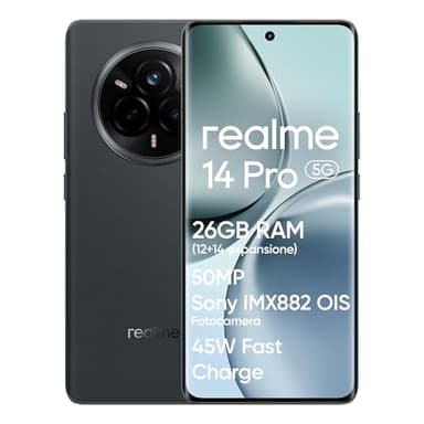 realme 14 Pro 5G Smartphone, 12+512GB, Fotocamera Sony IMX882 OIS da 50MP, Dimensity 7300, Display Curvo 120Hz, Impermeabile IP69, Batteria 5260mAh, Ricarica Rapida 45W SUPERVOOC, Grey