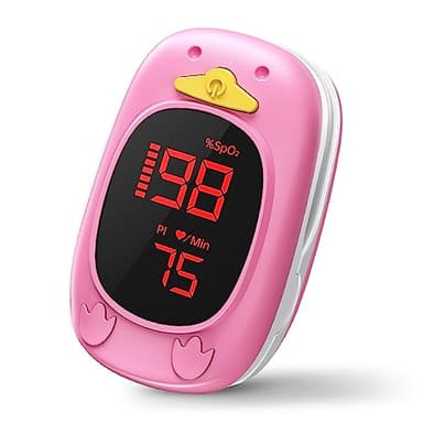 HOLFENRY Saturimetro Pediatrico per Bambini e Adulti con Ampio Display a LED, Saturimetro Bambini Include 2* Batterie AAA e Cordino per Misura la Saturazione di Ossigeno e la Frequenza Cardiaca