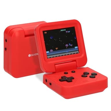 Silvergear® Console Portatile Pieghevole Retro | 240 Giochi Classici Integrati | Schermo a Colori 2,8” | Ideale per Retrogaming | Rosso