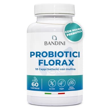 Bandini® FLORAX PROBIOTICS | Fermenti Lattici Probiotici per l'intestino - 20 Miliardi UFC - 18 Ceppi Batterici tra cui Lactobacillus, BifidoBacterium - Probiotico naturale - 60 Capsule per 60 Giorni