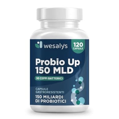 Fermenti Lattici Probiotici 150 Miliardi UFC, 30 Ceppi, 120 Cps Gastroresistenti I Probiotici e Prebiotici per Intestino Adulti con Lactobacillus Gasseri, Rhamnosus, Acidophilus, Probio Up