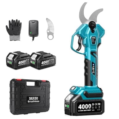 SEESII Forbici Potatura a Batteria 40 mm – Forbici Elettriche con 2× 4000mAh Batterie, Lama SK5, Motore Senza Spazzole, Schermo LCD, per Frutteti, Paesaggistica e Giardinaggio Professionale, CS440