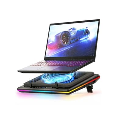 llano Basi di Raffreddamento per PC Portatile Gaming RGB con Controllo Tatto Continuo Tappetino per Mouse 3 Porte USB A Ventilatore Turbo Extra Potente, Compatibile con Notebook da 15-19''