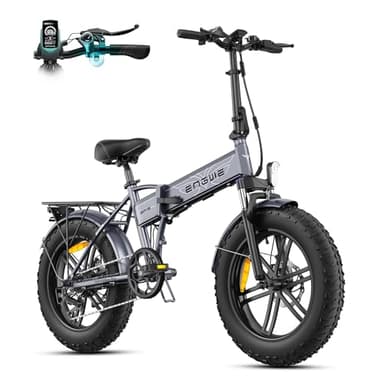 ENGWE Bici Elettrica Pieghevole, Bicicletta Elettrica da 48V 13Ah Batteria Rimovibile, Autonomia di 50-120 km E-bike，20"×4.0" Fat Tire 7 Velocità ebike da per Ogni Terreno (EP-2 BOOST, Grigio)