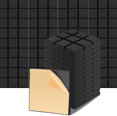 Anluomafuy 12 Pezzi Pannello Fonoassorbente in Poliuretano Espanso, Pannello Fonoassorbente Alta Densità, Pannelli Fonoassorbenti Nove Griglie, per Podcasting, Studi di Registrazione, Uffici