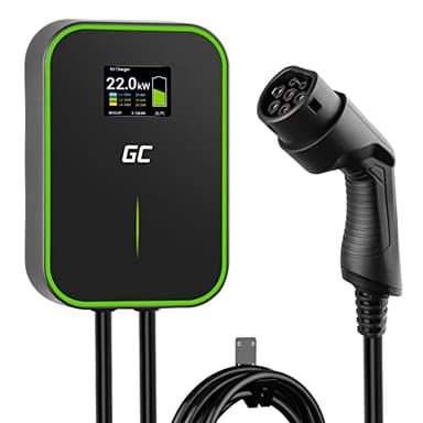 Green Cell GC PowerBox Wallbox 22kW Tipo 2 Caricabatterie per Auto Elettriche EV PHEV Cavo 6m Display LCD Compatibile con Tutti i Veicoli Elettrici Model 3/S/X/Y, 500e, e-208, ID.3, ID.4, i3, EV6, ZOE