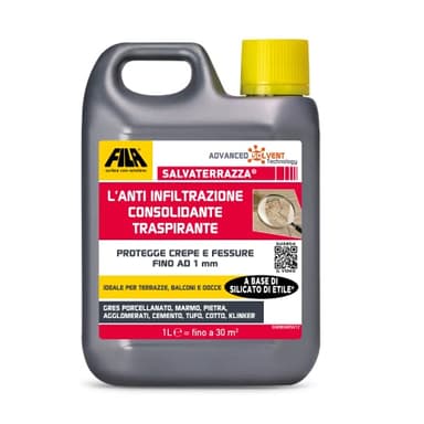 SALVATERRAZZA, Idrorepellente per Terrazzi ed Esterni ad Azione Consolidante e Anti Infiltrazione, 1L