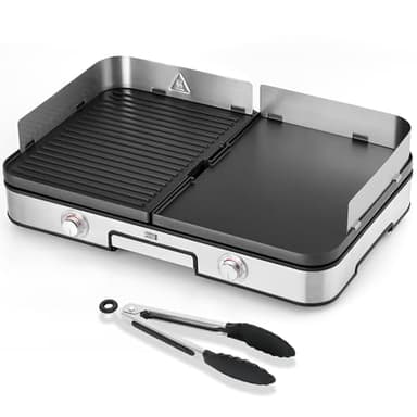 LEBENLANG 2400W Grill elettrico - Incl. Pinze per barbecue & Paraspruzzi I Per uso interno & esterno I Griglia elettrica senza fumo Barbecue elettrico BBQ da balcone Griglie elettriche XXL