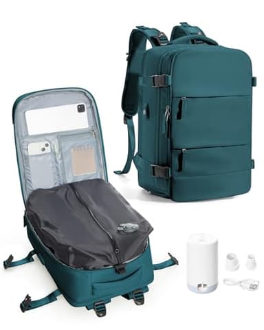 VENATIN Zaino da Viaggio con Sottovuoto con Pompa Zaino EasyJet 45x36x20 baggalio mano Sottovuoto con Compressione per uomo e donna, Blu