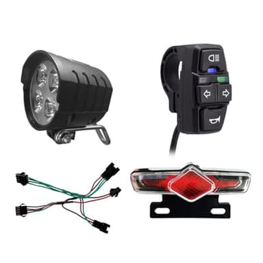 Giilayky Set di Luci e Posteriori per VeLo Elettrico 36 V 48 V 52 V 60 V con DK336 Light Horn Turning Switch E-Bike Light