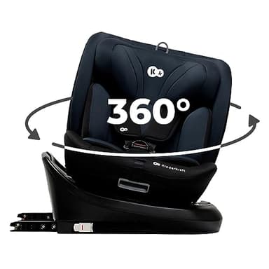Kinderkraft I-GROW Seggiolino auto 0-36 kg, I-SIZE 40-150 cm, Seggiolino 360 girevole, con Isofix Base, Reclinabile Posizione sdraiata, Poggiatesta regolabile, Gruppo 0 1 2 3, Nero grafite