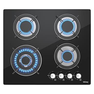 Piastra di cottura a gas a 4 fuochi, autosufficiente, piano cottura a incasso, per gas naturale/propano, sicurezza tramite termocoppia