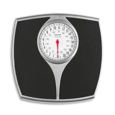 Salter 148 BKSVDR Speedo bilancia pesapersone meccanica, quadrante grande, facile lettura, spaziosa, capacità max 136 kg, no batterie, precisione, affidabilità, misure in kg o lb, nero/argento