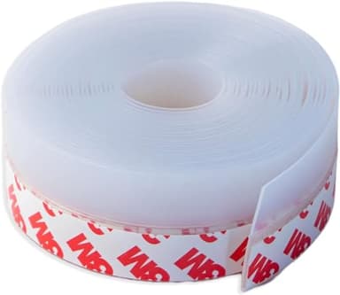 Dpm Tapes - Paraspifferi Silicone Sottoporta Con Adesivo Premium, lunghezza 5 metri, Porta Blindata d'ingresso, Isolante Termico Porte Finestre, Protezione Freddo, Protezione Suoni (Trasparente)