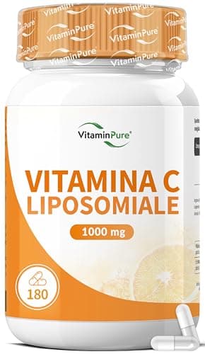 Vitamina C Liposomiale 1000mg per Dose Giornaliera, 180 capsule - Integratore per Sistema Immunitario, Ossa, Pelle, Stanchezza - VitaminPure