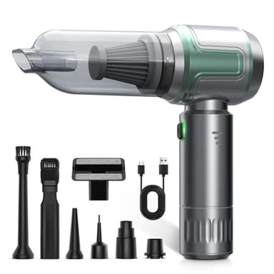 Aspirabriciole Senza Fili, 16000Pa Ricaricabile Aspirapolvere Auto con Potente Aspirazione, 3 Velocità Mini Aspirapolvere Portatile Senza Fili per Auto, Casa, Ufficio, Aspira Peli Cane, Verde