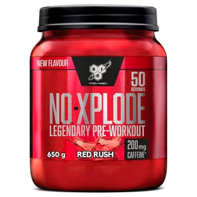 BSN Nutrition N.O.-Xplode, Integratore Alimentare in Polvere Pre-Allenamento, Supporto per Energia e Concentrazione con Caffeina, Aminoacidi, Vitamina C e Zinco, Gusto Red Rush, 50 Porzioni, 650 g